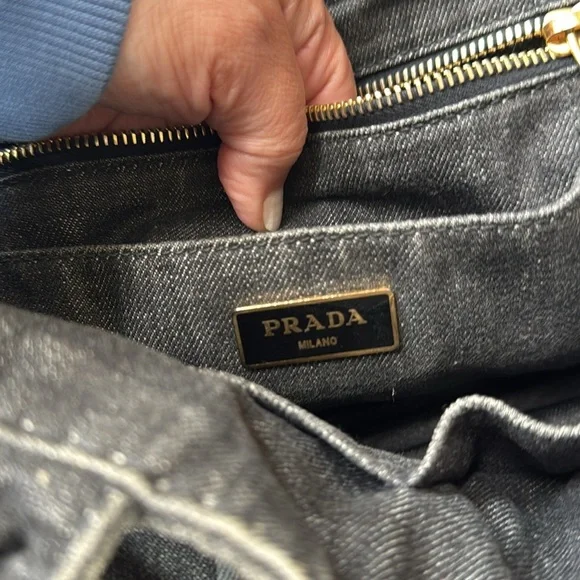 Prada Charcoal Denim canapa small tote Bag - Picture 8 of 13